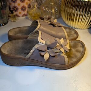 Birkenstock Brown Floral Slide Sandals